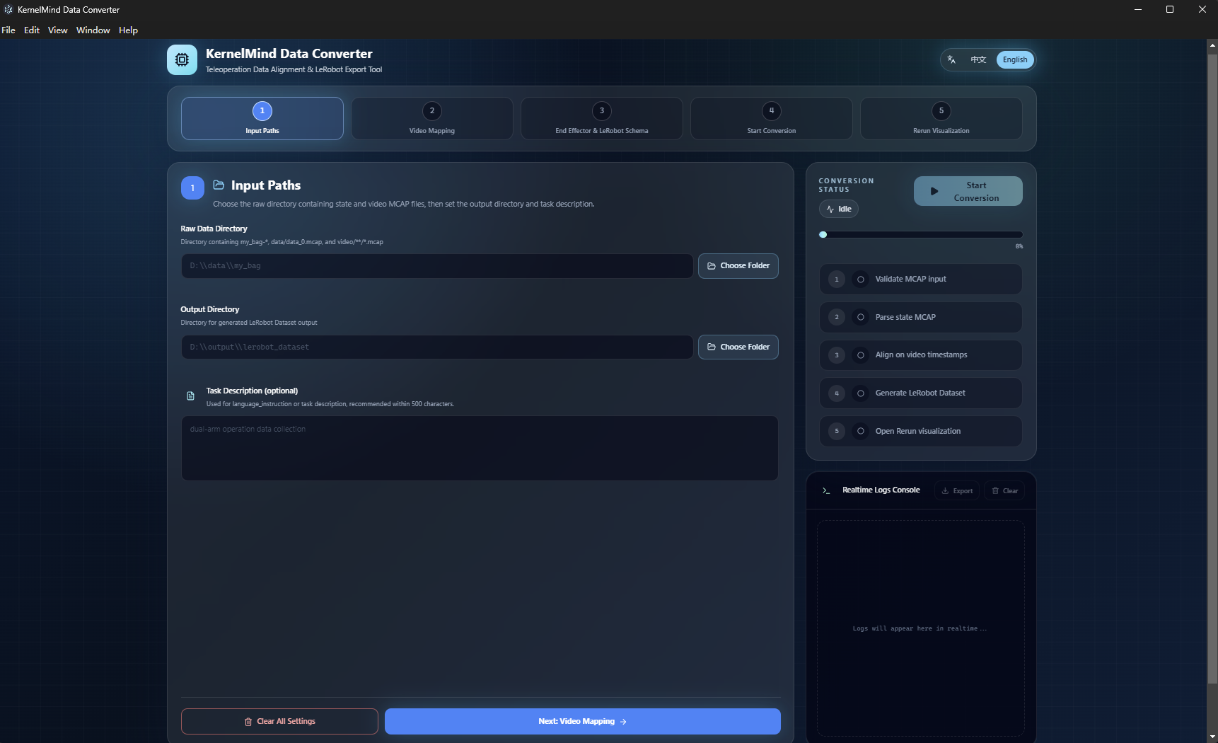 Select input and output directories