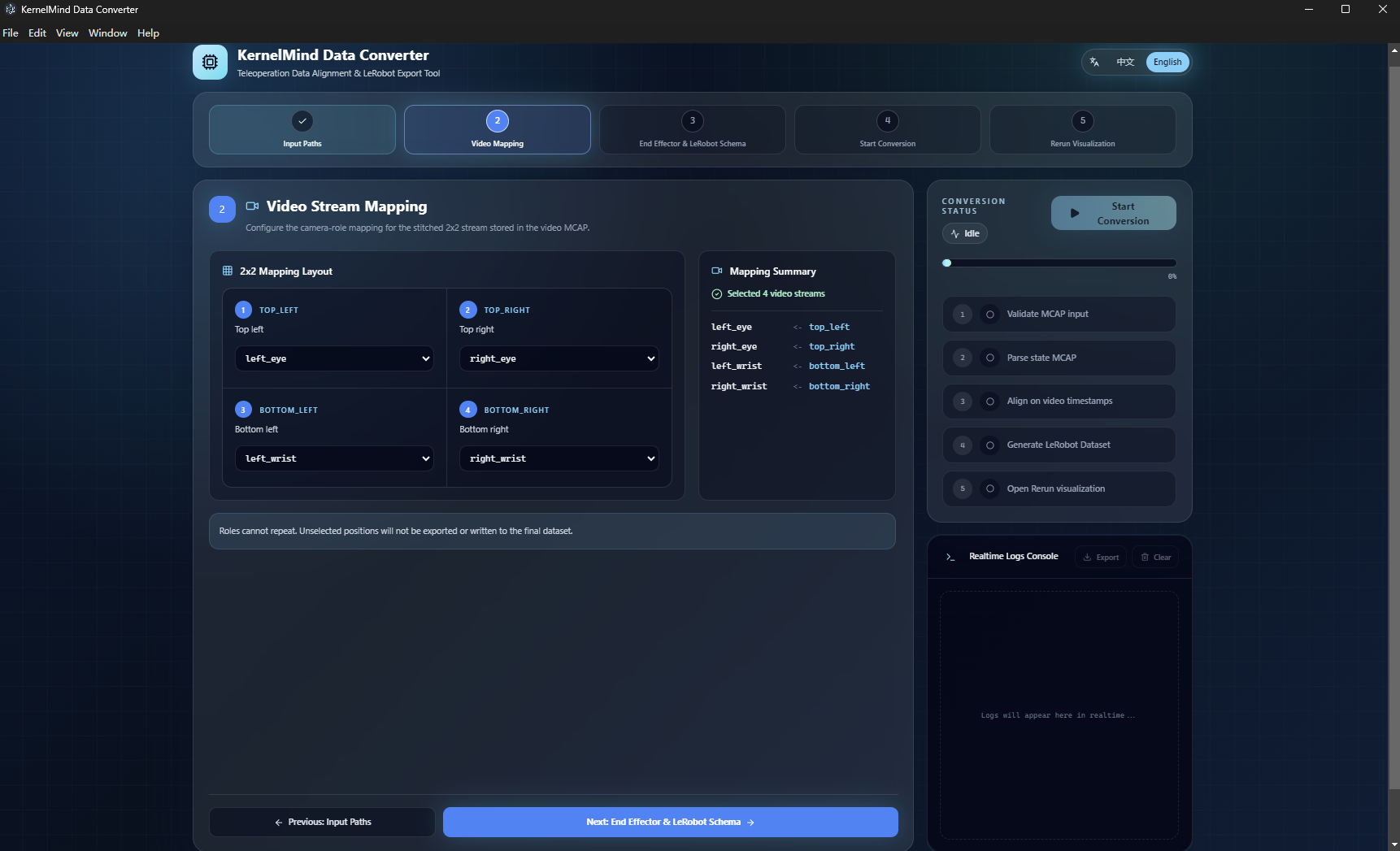 Configure video stream mapping